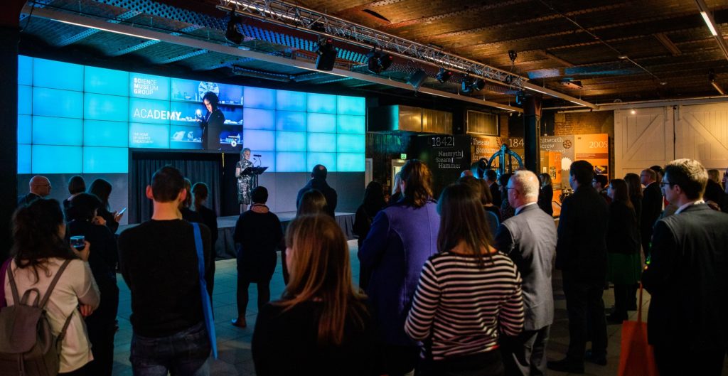 People gathered for the launch of the Science Museum Group Academy Manchester hub launch.