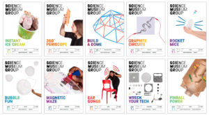 10 of our hands-on activities: Instant Ice Cream, Periscope, Build a Dome, Graphite Circuits, Rocket Mice, Bubble Fun, Magnetic Maze, Ear Gongs, Wreck Your Tech, Pinball Power.