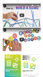 Thumbnail pictures of two videos and two object hunts