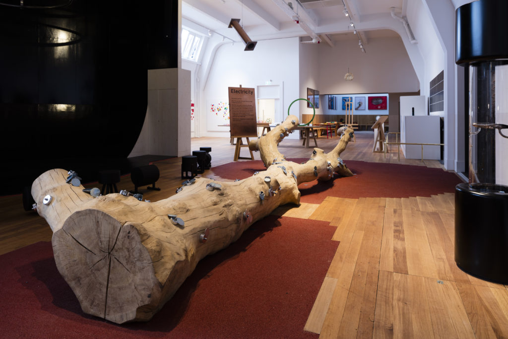 The electricity section in the Wonderlab Gallery with Magnetic Sculptures at the forefront.